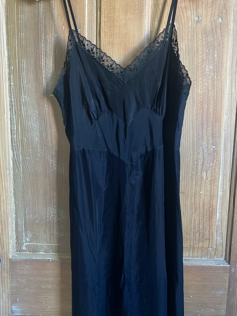 Vintage 1950s black lace slip